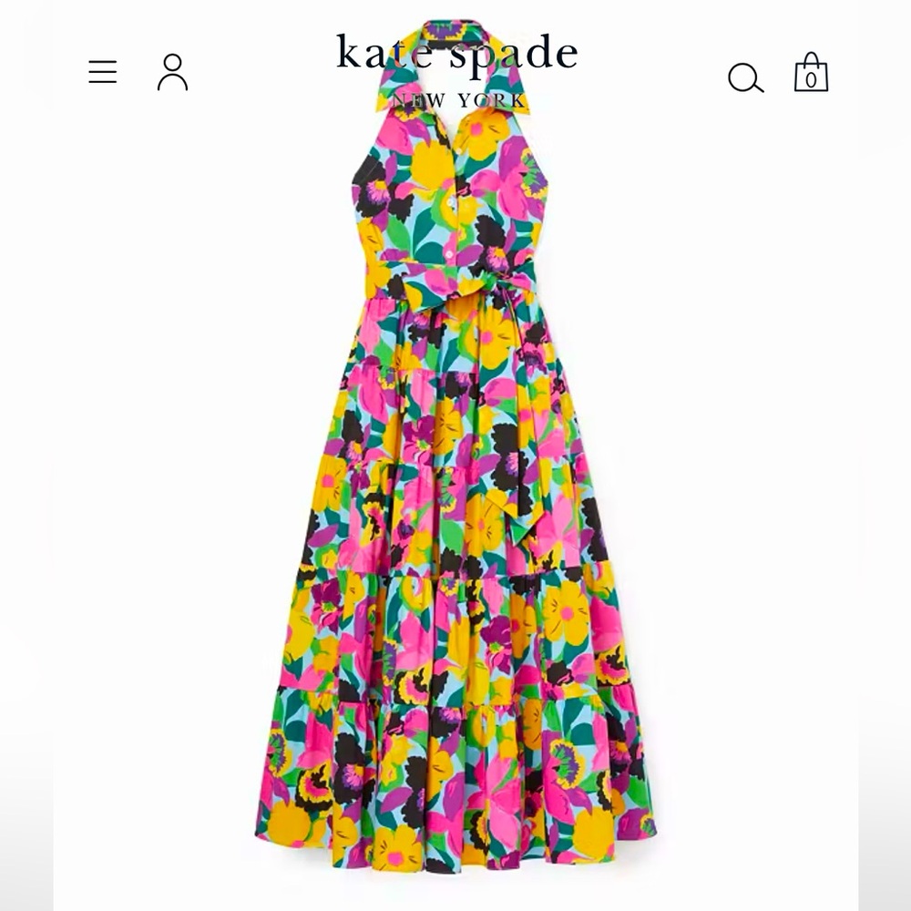 Kate Spade Halter Maxi Dress Orchid Bloom